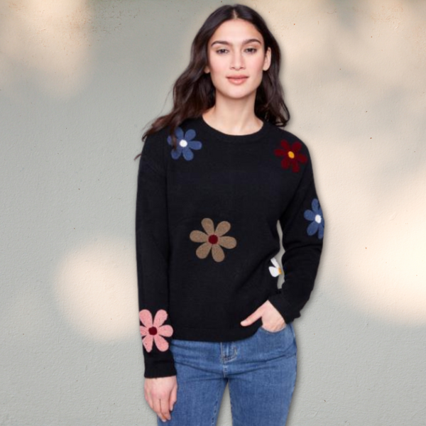 【SATIIIZ】Ender Flower Waffle Sweatshirt daisy-flower-unisex-hoodie-