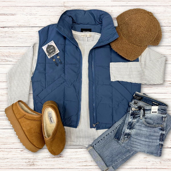 Denim Blue Puffer Vest S-L