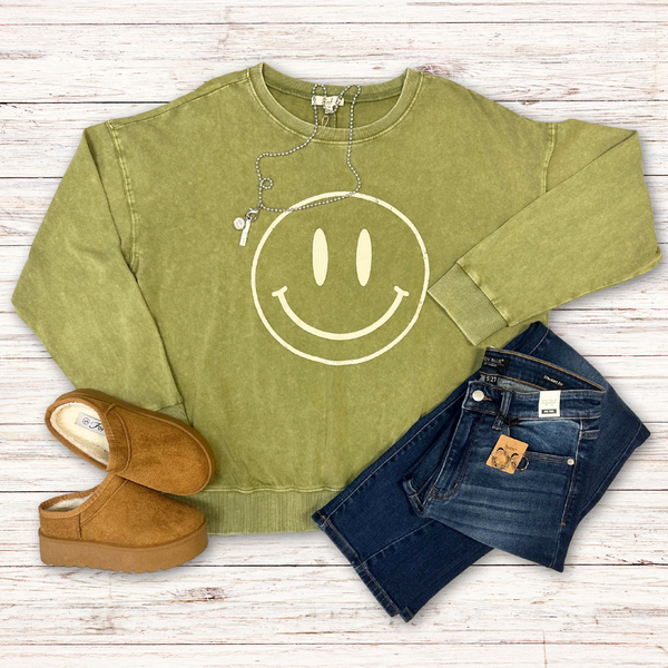 Smile Mineral Washed Pullover 1XL-3XL