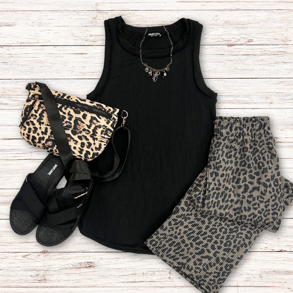 Black Ribbed Tank S-3XL