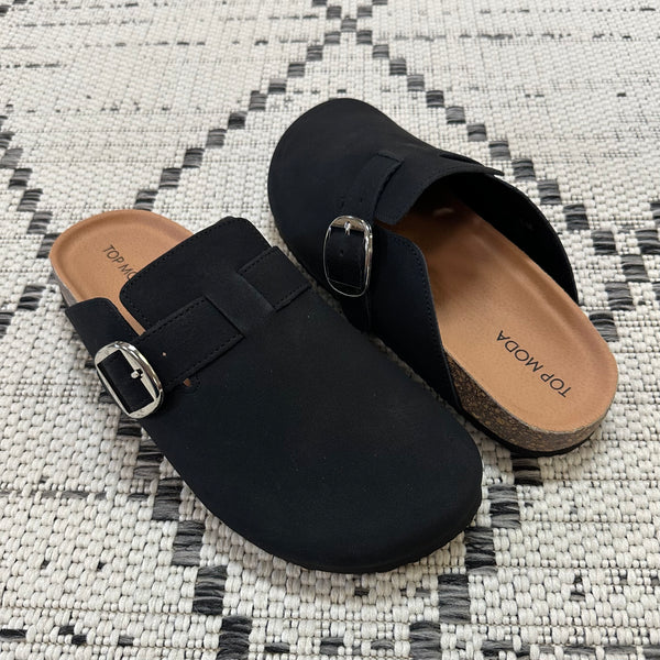 Black Buckle Clog