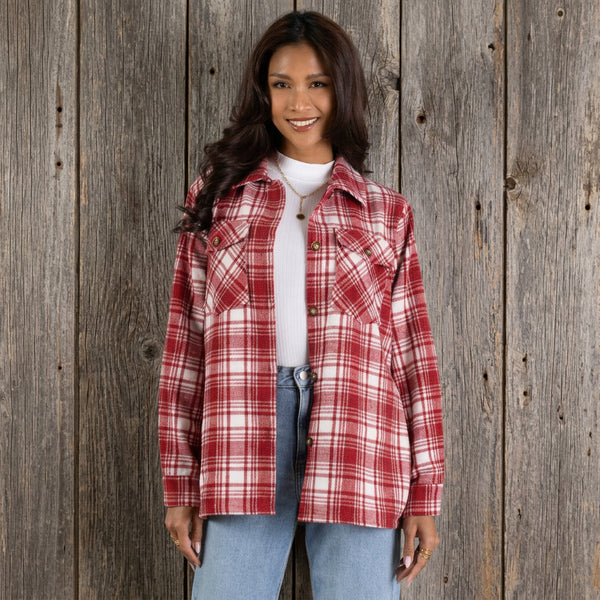 Red & White Plaid Shacket S-XL