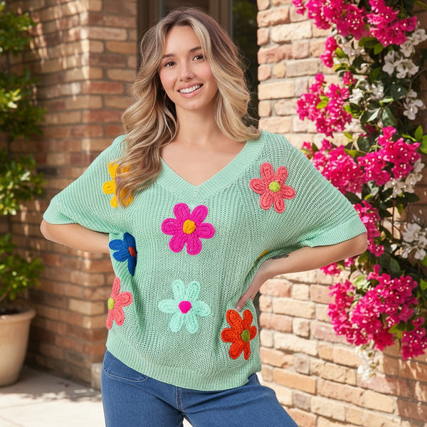 Jade Retro Daisy Sweater S-XL