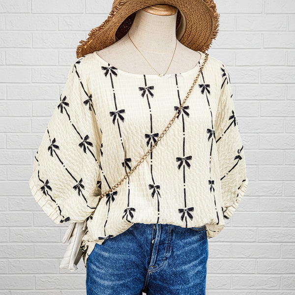 Bow Print Blouse S-XL