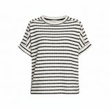 Black & White Stripe Jacquard Round-neck Box Tee S-3XL