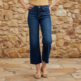 Risen Tummy Control High Rise Crop Wide Jeans