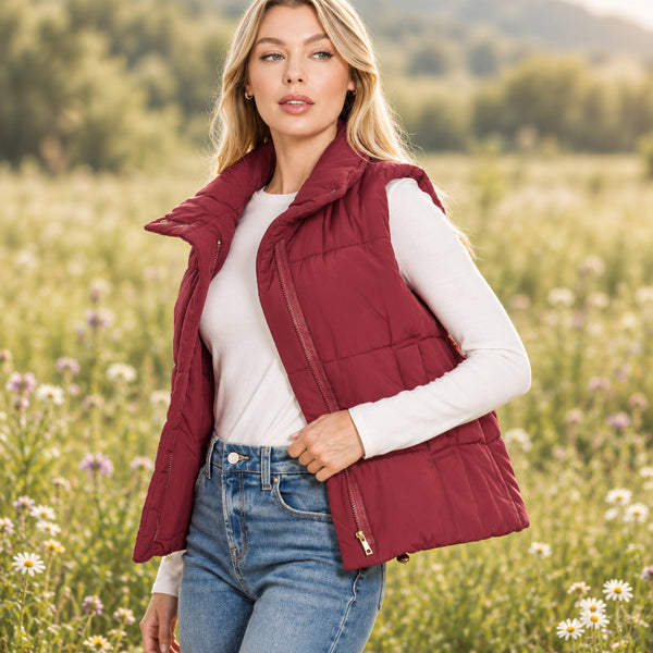 Burgundy Puffer Vest S-L