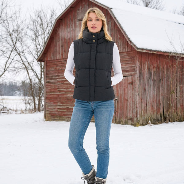 Black Puffer Vest S-L