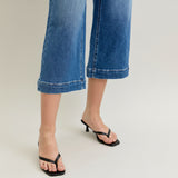 Judy Blue Wide Crop Vintage Embroidery Pockets & Wide Hem