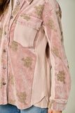 Rose Washed Corduroy Embroidery Jacket