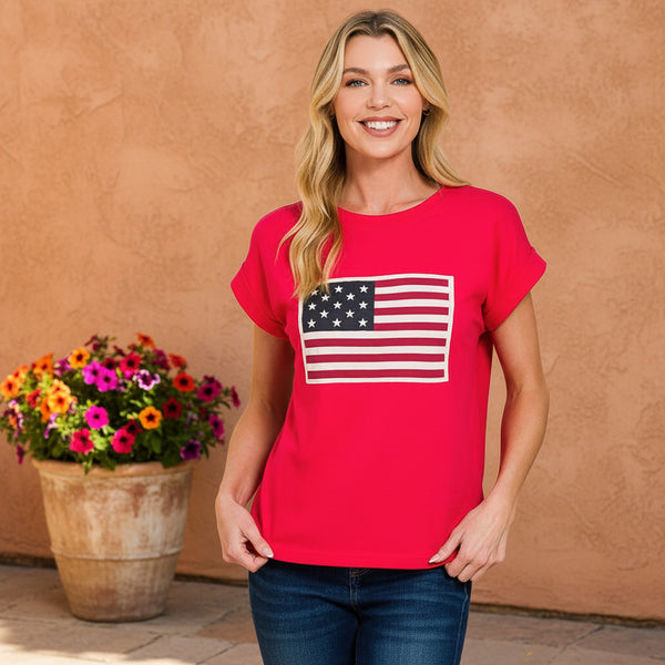 Red American Flag Tee S-L