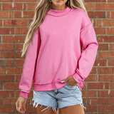Pink Reversible Oversize Mock Neck Sweatshirt S-XL