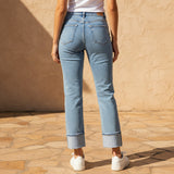 Risen Tummy Control 4way Stretch Mid Rise Crop Straight Cuff