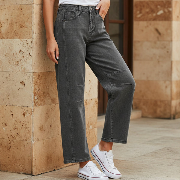 Zenana Ash Black Barrel Leg Stretch Jeans