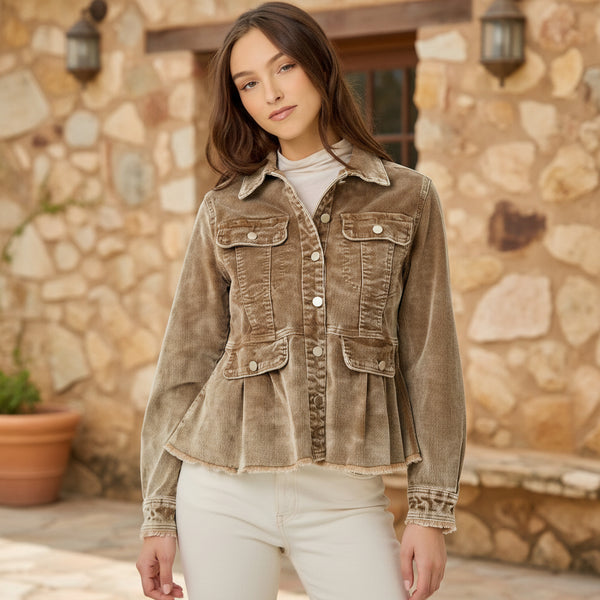 Riley Corduroy Peplum Jacket S-L