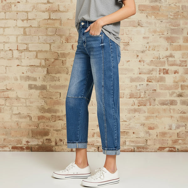 Zenana Barrel-leg Cropped Denim