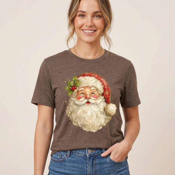 Heather Brown Santa Tee S-2XL