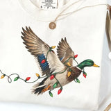 Flying Mallard With Christmas Lights Tee S-2XL