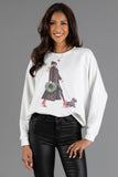 Girl Walking Dog With Christmas Wreath Sweatshirt