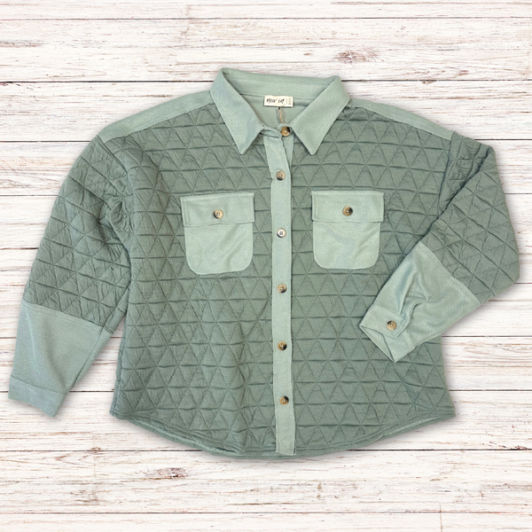 Sage Quilted Shacket 1XL-3XL