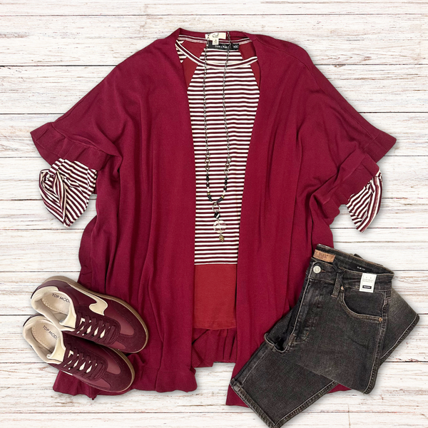 Burgundy Sweater Kimono S-L
