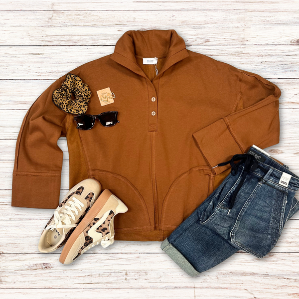 Camel Henley Pullover S-L