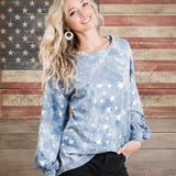 Bleach Washed Silver Star Pullover S-XL