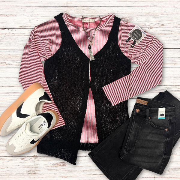 Black Sweater-knit Vest S-L