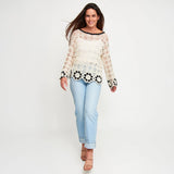 Faye Floral Crochet Long Sleeve Sweater S-XL