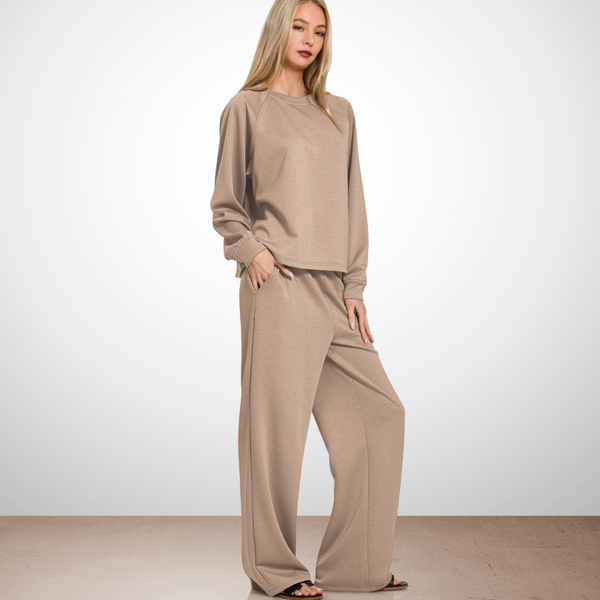 Cocoa Scuba Crewneck Pullover & Pants 2 Piece Set