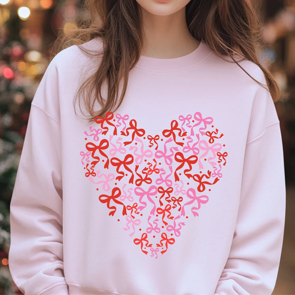 Bow Hearts Crewneck Sweatshirt S-3XL