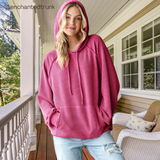 Pink Ribbed Hoodie S-3XL