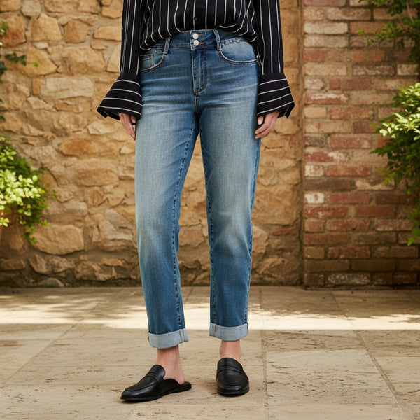 Judy Blue Midrise Cool Denim W/ Cross Back Belt Loops