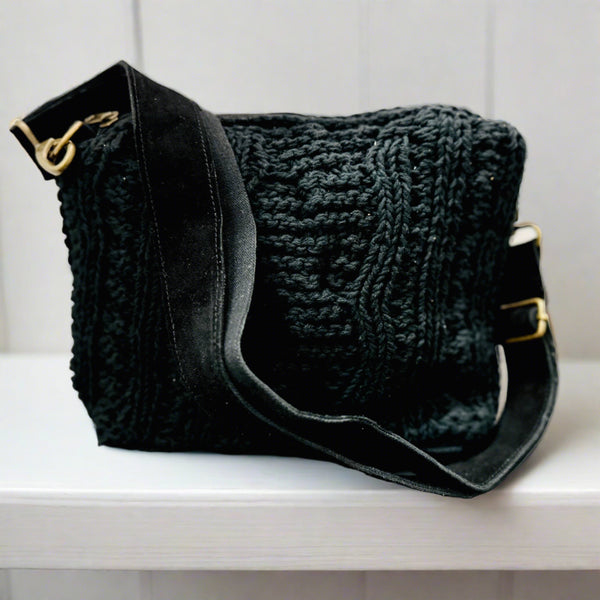 Black Sweater-knit Crossbody Bag