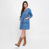 Micah Scoop Neck 3/4 Sleeve Cotton Babydoll Dress S-XL