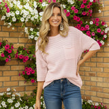 Blush Pink Crochet Summer Sweater S-XL