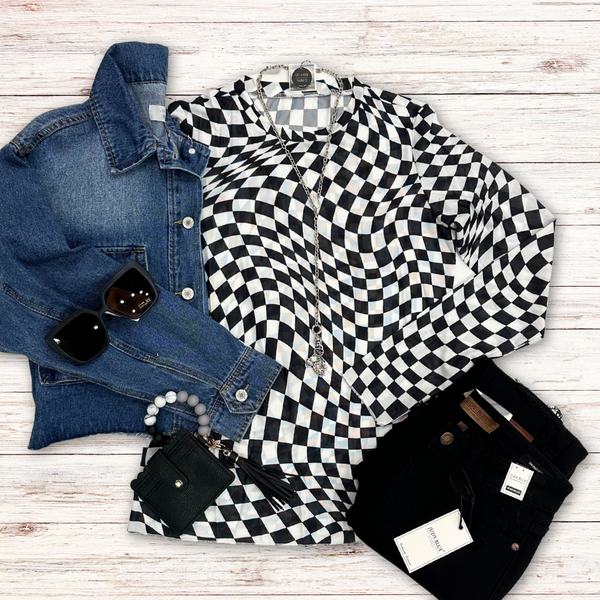 Checker Mesh Top S-XL