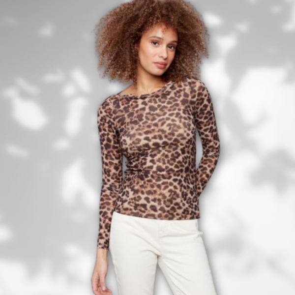 Charlie B Leopard Mesh Top S-XL