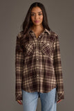 Chocolate Brown & Tan Plaid Button Up S-XL