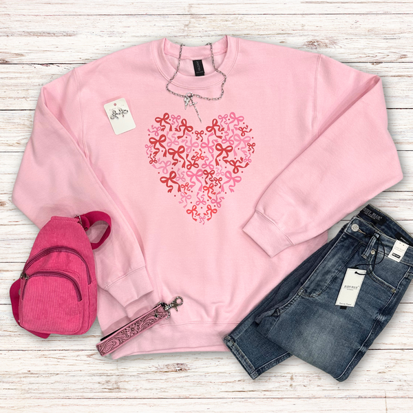 Bow Hearts Crewneck Sweatshirt S-3XL