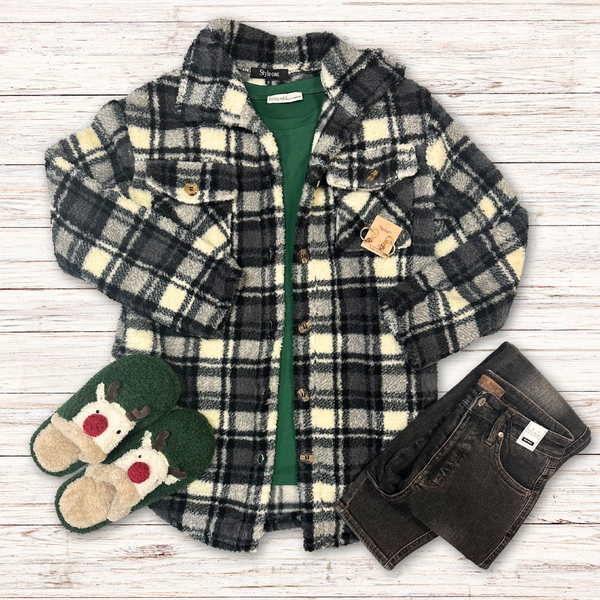 Noel Fuzzy Fleece Shacket S-1XL