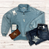 Zenana Vintage Washed Quarter-zip Pullover S-L