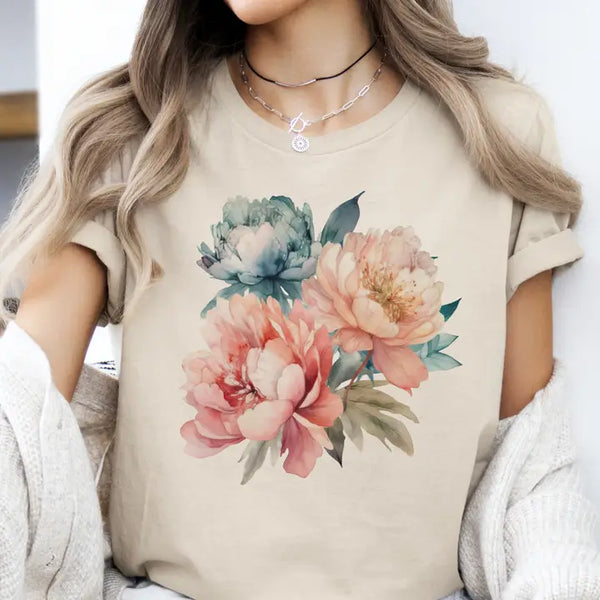 Watercolor Peony Tee S-XL