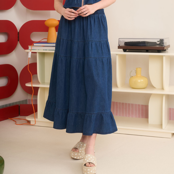 Denim Midi Skirt S-L