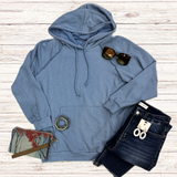 Denim Blue Ribbed Hoodie S-3XL