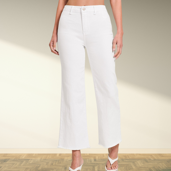 Zenana Fray Hem Wide Leg White Denim