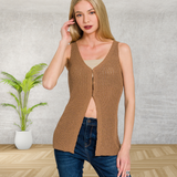 Camel Sweater-knit Vest S-L