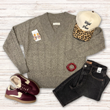 Gray V-neck Sweater S-L
