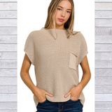 Marilyn Washed Mock-neck Short Sleeve Sweater S-L