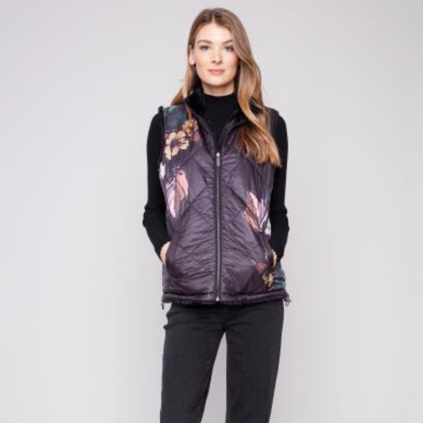 Printed Reversible Faux Fur Vest S-XL